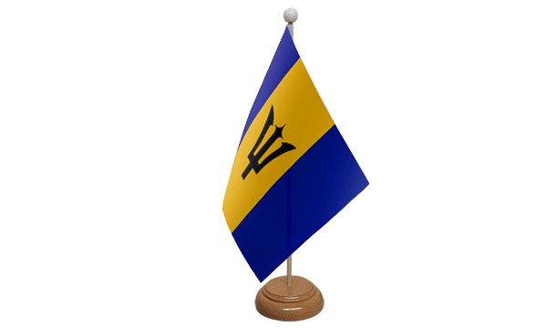 Flagmania Barbados wooden hand flags, 9x6 inch, pack of 12, no bases