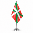 Basque Ikurrina satin table flag 9 x 6 inches on telescopic chrome pole and round base