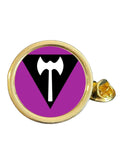 Labrys Lesbian LGBTQ+ Pride Gold Plated Domed Lapel Pin Badge in Bag image 0