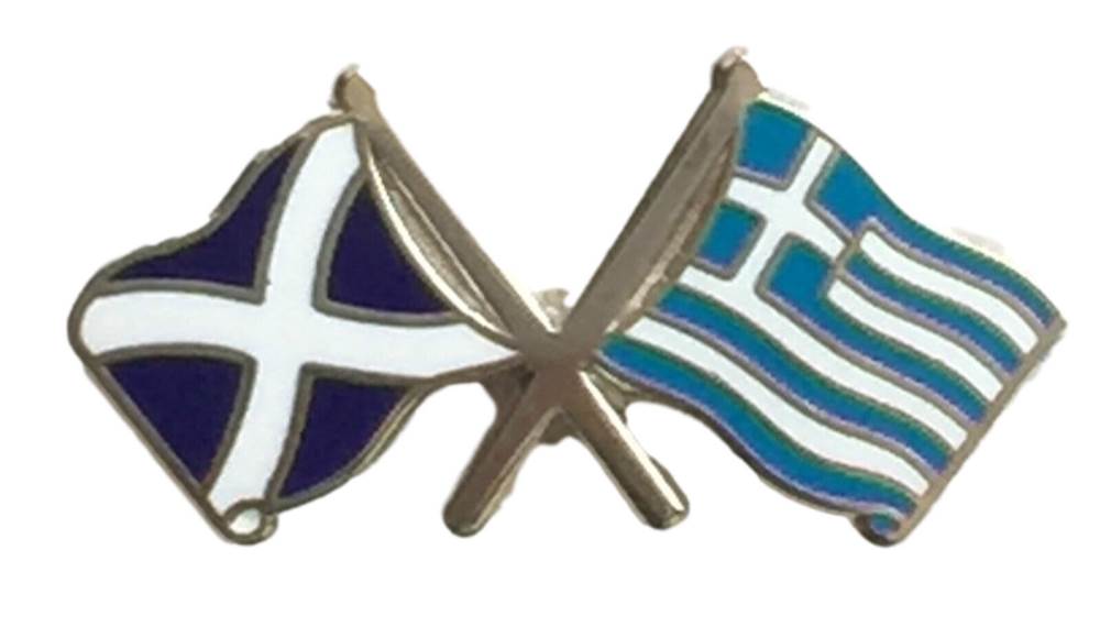 Scotland & Greece Flags Friendship Courtesy Enamel Lapel Pin Badge T934 image 0