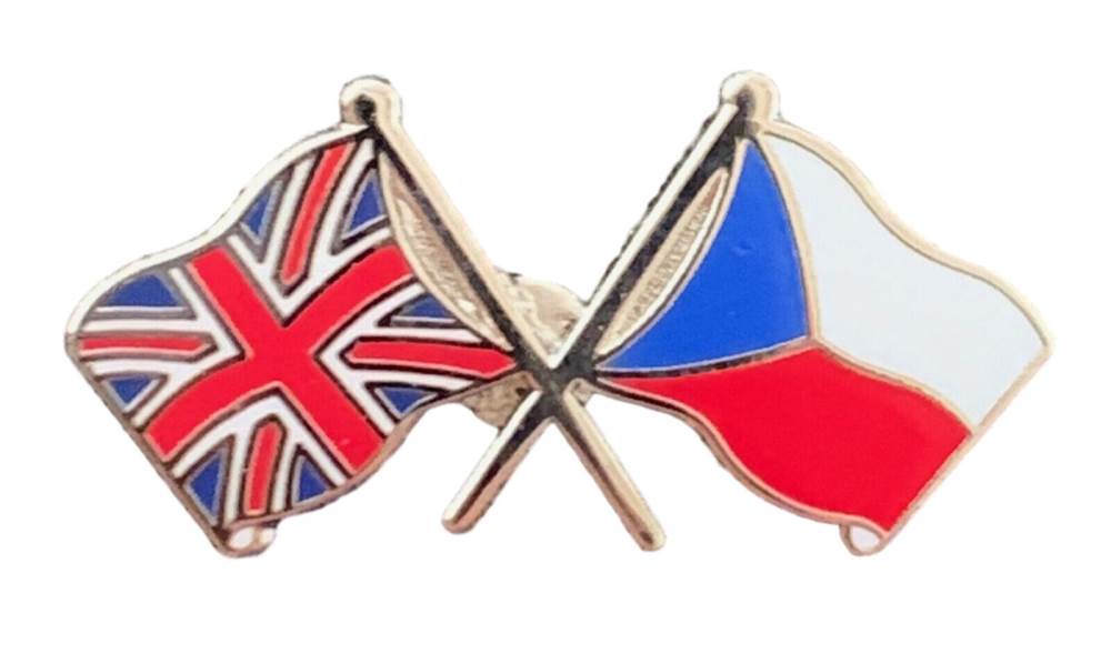 Union Jack & Czech Republic Flags Friendship Courtesy enamel Pin Badge T806 image 2