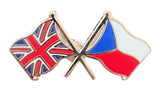 Union Jack & Czech Republic Flags Friendship Courtesy enamel Pin Badge T806 image 2