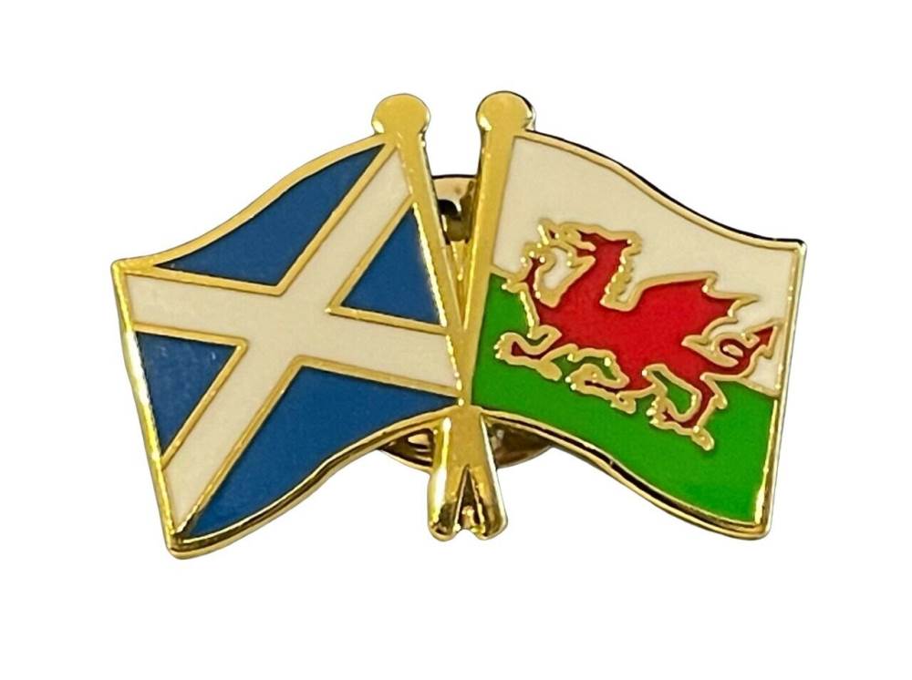 Scotland & Wales Flags Diplomatic Friendship Enamel Lapel Pin Badge image 0