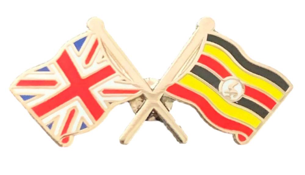 Union Jack & Uganda Flags Friendship Courtesy enamel Lapel Pin Badge T777 image 1