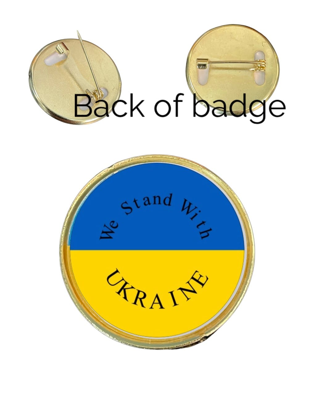 We Stand With Ukraine Flag 27mm Metal Lapel Pin Badge with Domed Insert image 0