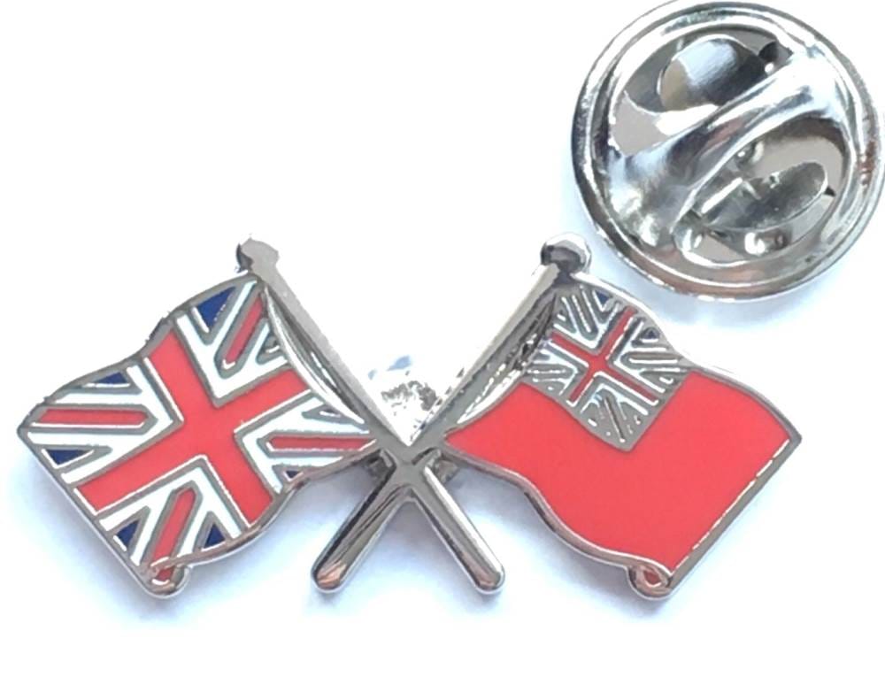 Union Jack and Naval Red Ensign Crest Military Enamel Lapel Pin Badge image 1