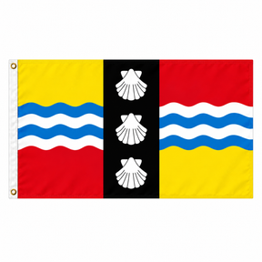 Bedfordshire county flag with three white shells, 5ft x 3ft
