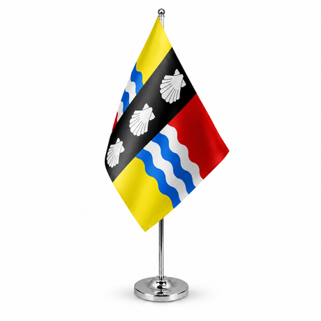 Bedfordshire New satin table flag 9 x 6 inches on telescopic chrome pole and round base
