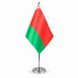 Belarus satin table flag 9 x 6 inches on telescopic chrome pole and round base