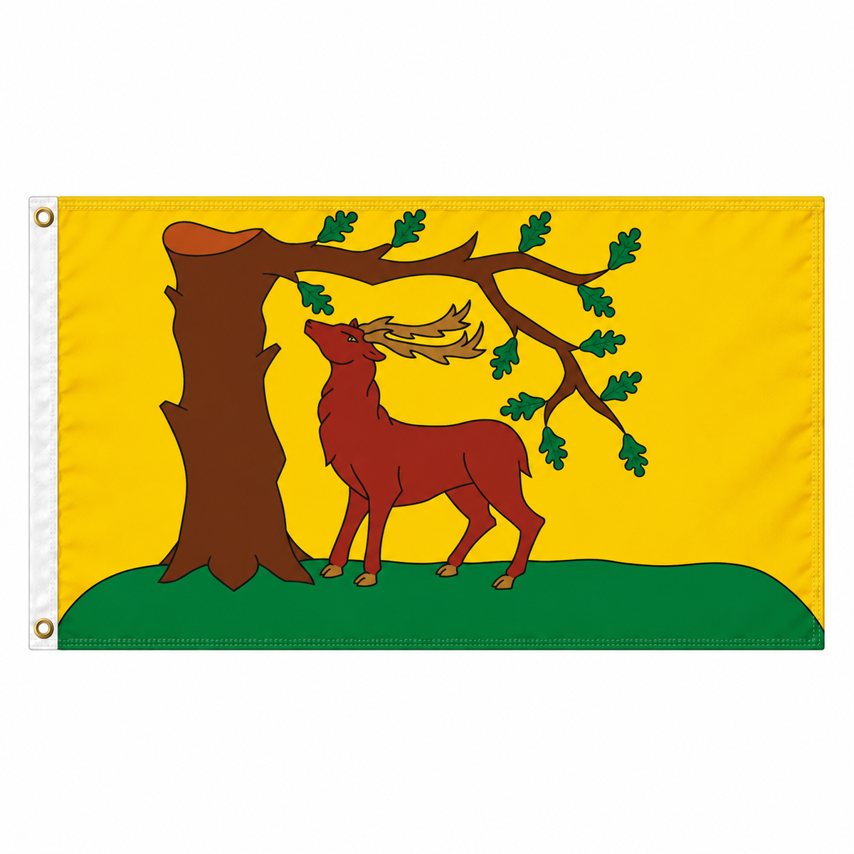 Berkshire county flag with stag and oak tree on yellow, 5ft x 3ft