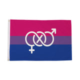 Bisexual Pride Flag 5ft x 3ft with pink purple blue colours and gender symbols