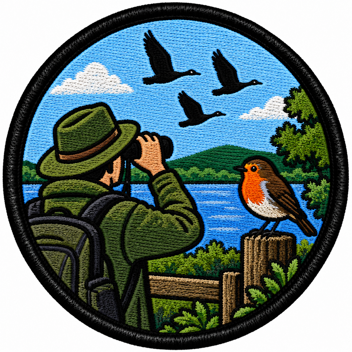 Bird Watching 80mm Embroidered Patch