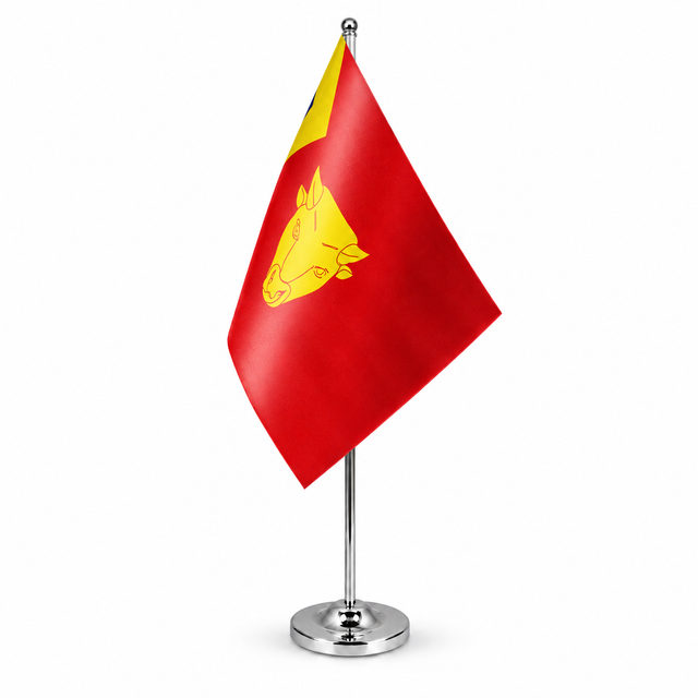 Birmingham satin table flag 9 x 6 inches on telescopic chrome pole and round base