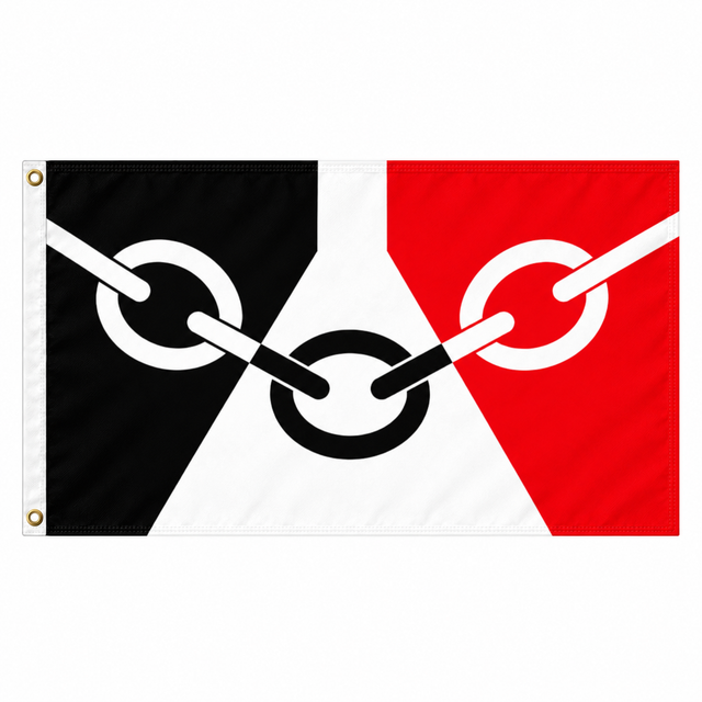 Black Country flag with chain design in black, white and red, 5ft x 3ft