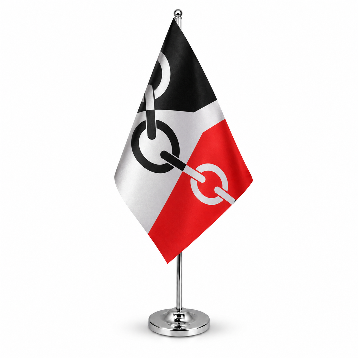 Black Country satin table flag 9 x 6 inches on telescopic chrome pole and round base