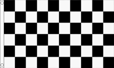 Flagmania Black and White Check 3ft x 2ft Nylon Flag on white background