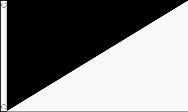 Flagmania Black and White - Diagonally Divided 3ft x 2ft Polyester Flag on white background