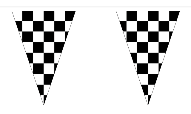Flagmania Black and White Check 5 metre bunting