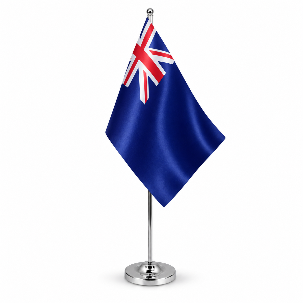 Blue Ensign satin table flag on telescopic chrome pole with round base