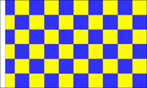 Flagmania Blue and Yellow Check Sleeved 3ft x 2ft Polyester Flag on white background