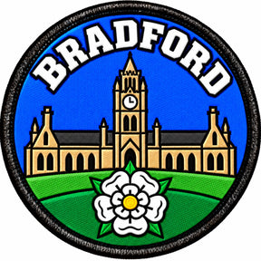Bradford Yorkshire City Clock Tower White Rose 80mm Embroidered Patch