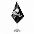 Brethren of the Coast black pirate satin table flag with chrome stand