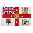 British Empire themed flag with Union Jack, red cross, stars and heraldic emblems, 5ft x 3ft