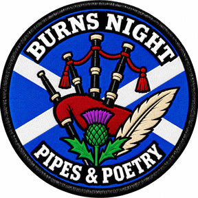 Burns Night Pipes & Poetry Scottish Bagpipes 80mm Embroidered Patch
