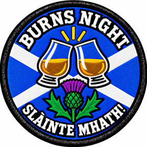 Burns Night Slàinte Mhath Scottish Whisky Toast 80mm Embroidered Patch
