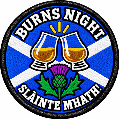 Burns Night Slàinte Mhath Scottish Whisky Toast 80mm Embroidered Patch