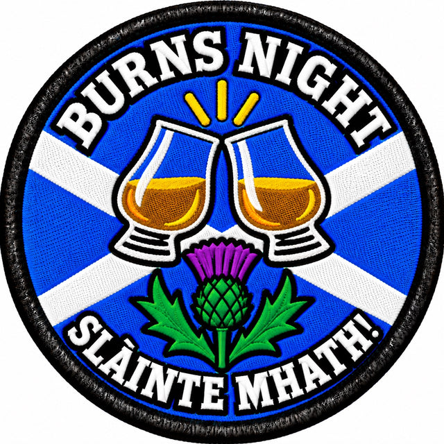 Burns Night Slàinte Mhath Scottish Whisky Toast 80mm Embroidered Patch