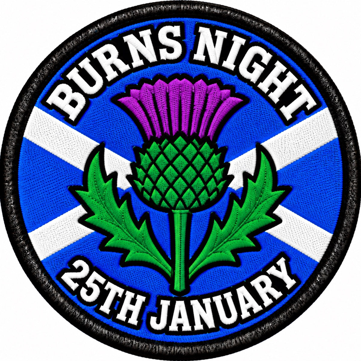 Burns Night 25th January Scottish Thistle 80mm Embroidered Patch