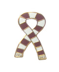 Maroon Claret & White Retro Bar Scarf Ribbon Enamel Gold Plated Lapel Pin Badge image 0