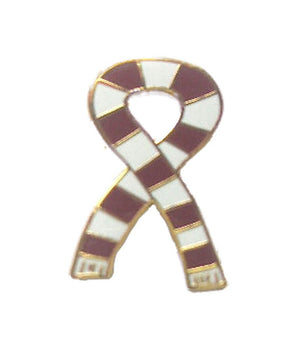 Maroon Claret & White Retro Bar Scarf Ribbon Enamel Gold Plated Lapel Pin Badge image 0