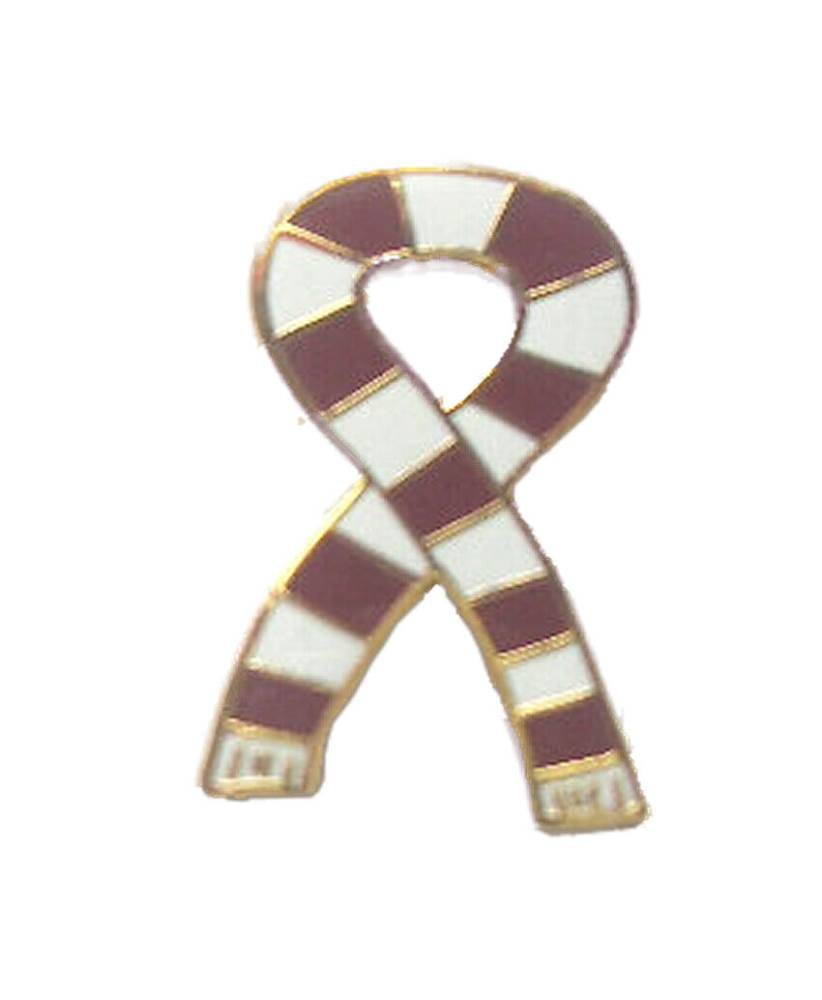 Maroon Claret & White Retro Bar Scarf Ribbon Enamel Gold Plated Lapel Pin Badge image 0
