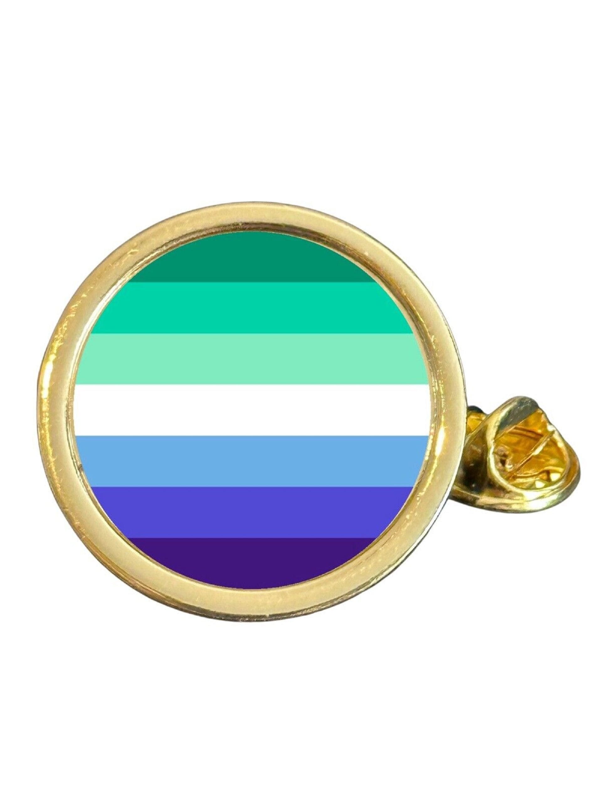 Gay Men LGBTQ+ Pride Gold Plated Domed Lapel Pin Badge in Bag image 0