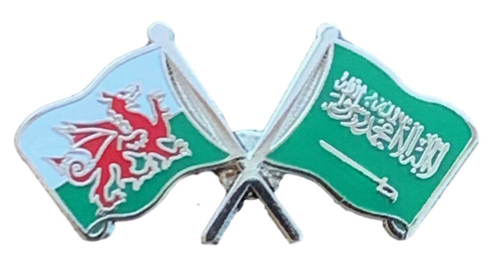 Wales & Saudi Arabia Flags Friendship Courtesy enamel  Lapel Pin Badge T441 image 2