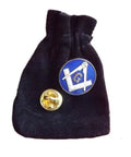 Masonic Large Crest + G Round Enamel Lapel Pin Badge with Black Velvet Pouch image 0