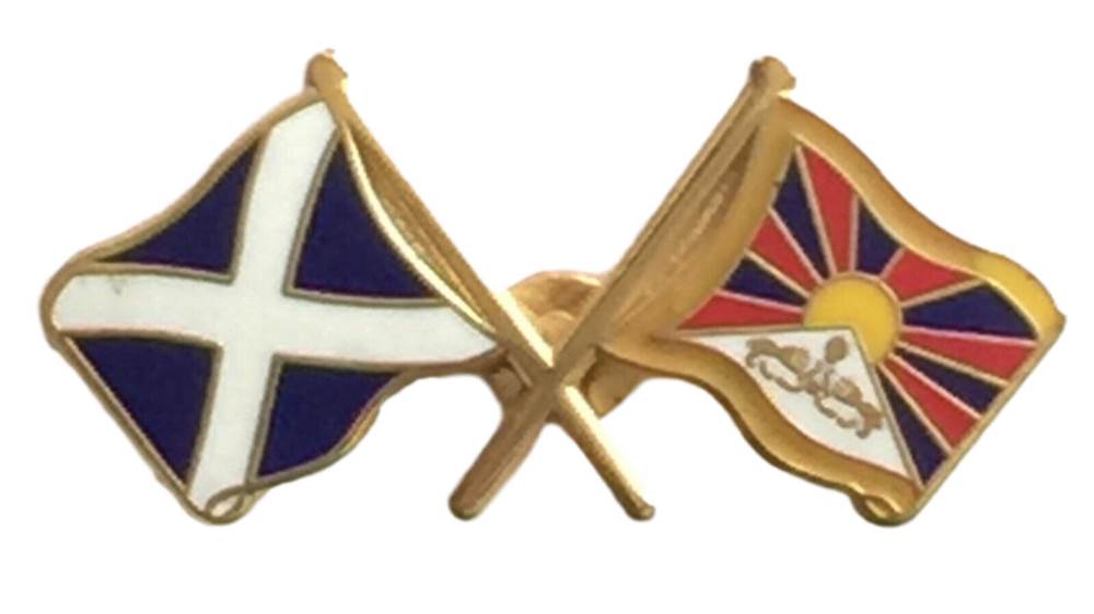 Scotland & Tibet Flags Friendship Courtesy Enamel Lapel Pin Badge T1105 image 0