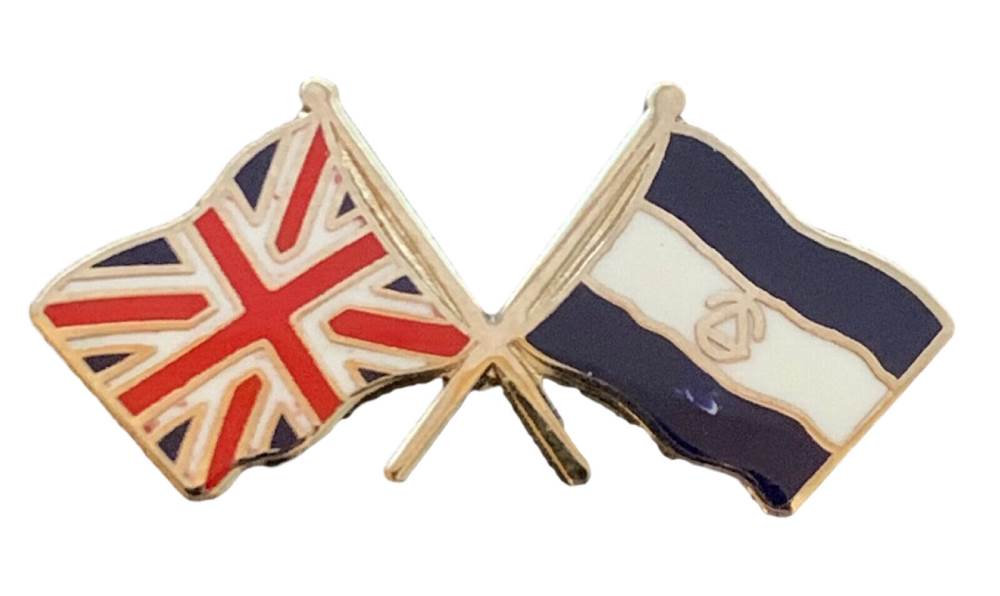 Union Jack & Nicaragua Flags Friendship Courtesy Enamel Lapel Pin Badge T443 image 2