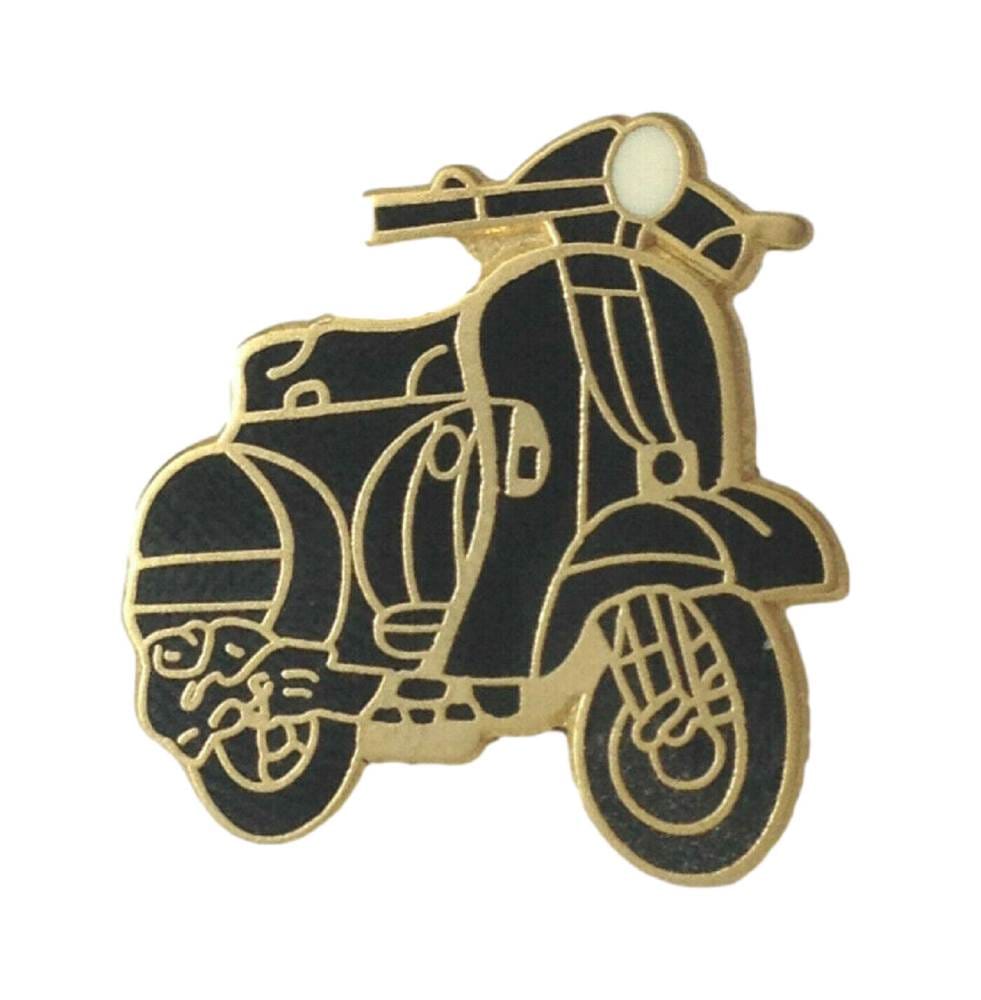 Black Scooter Mod Motorbike Biker Enamel Lapel Pin Badge image 0