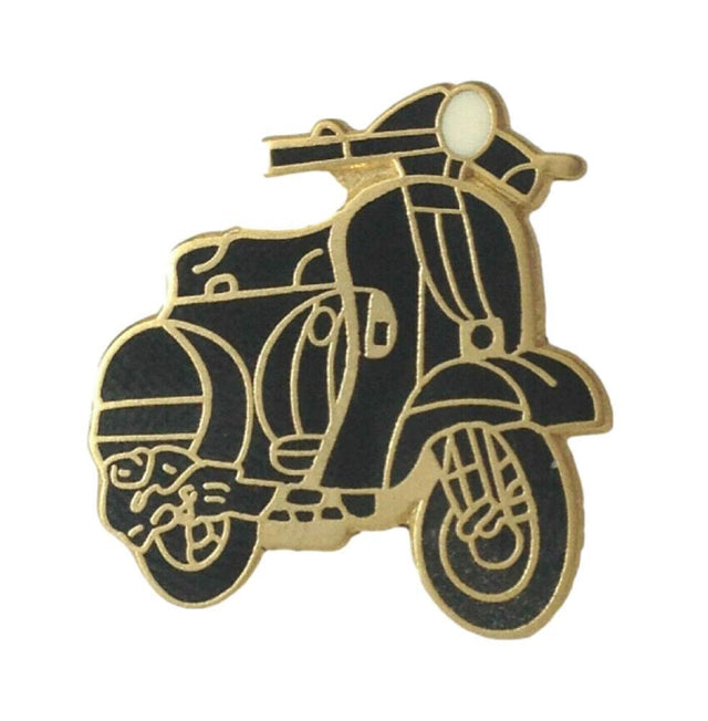 Black Scooter Mod Motorbike Biker Enamel Lapel Pin Badge image 0