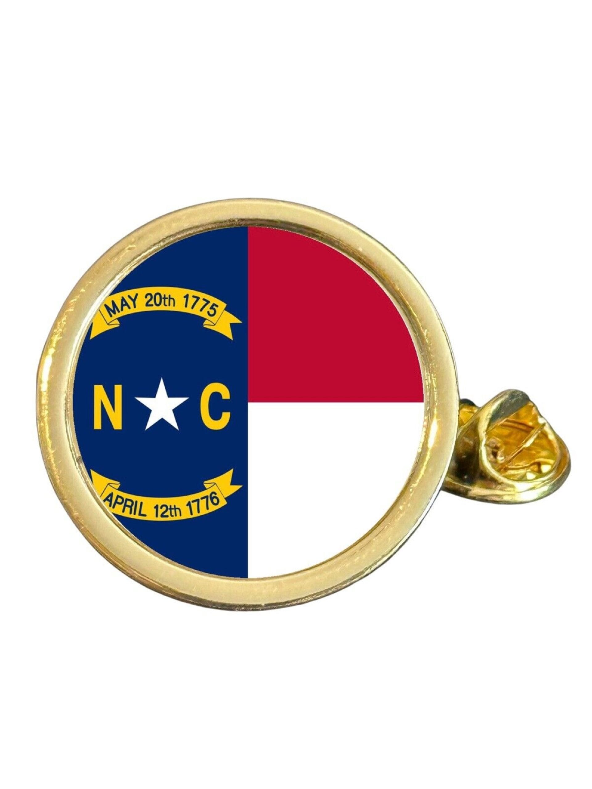State Of North Carolina Part Flag USA Gold Plated Domed Lapel Pin Badge in Bag image 0