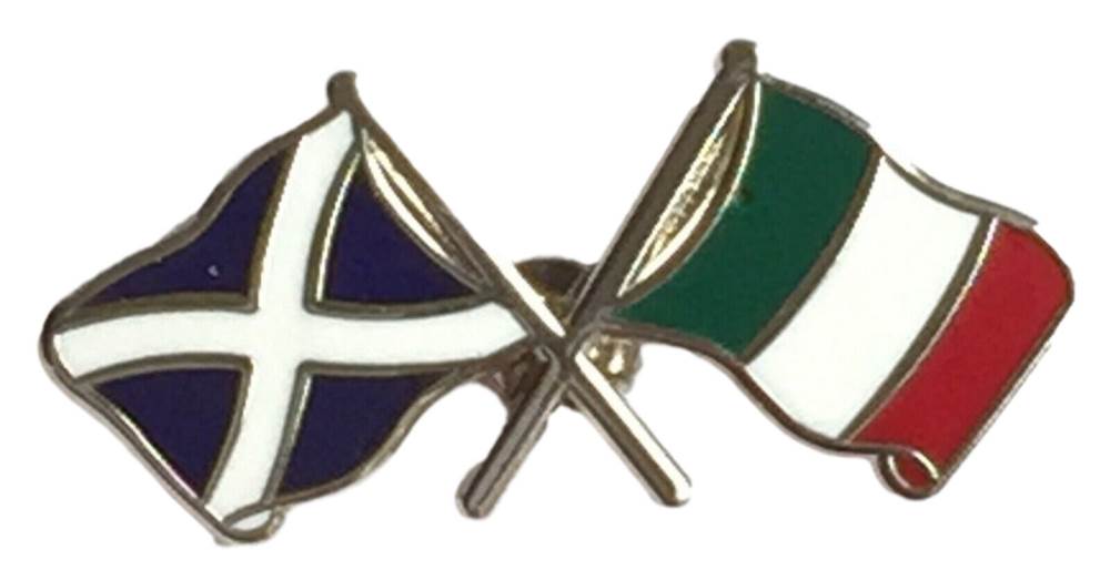 Scotland & Italy Flags Friendship Courtesy Enamel Lapel Pin Badge T302 image 0
