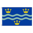Cambridgeshire blue county flag with three gold crowns and two wavy bands, 5ft x 3ft