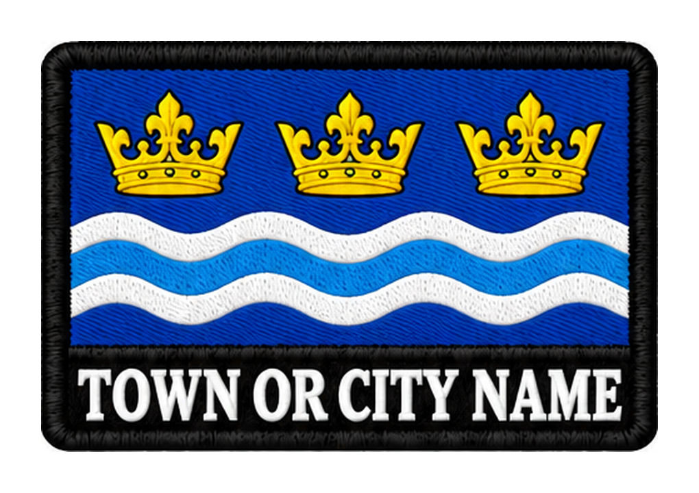 Cambridgeshire personalised county patch artwork preview, 90 x 60mm