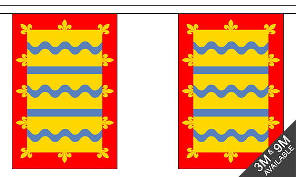 Cambridgeshire Red 3 metre bunting, 10 flags - Flagmania