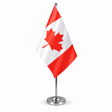 Canada maple leaf satin table flag on chrome pole and round base