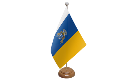 Flagmania Canary Islands wooden hand flags, 9x6 inch, pack of 12, no bases