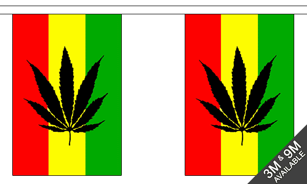 Flagmania Cannabis Reggae Bunting, 9 metre bunting